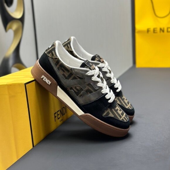 Fendi Match Jacquard & Suede Sneaker, Brown - Picture 4 of 9